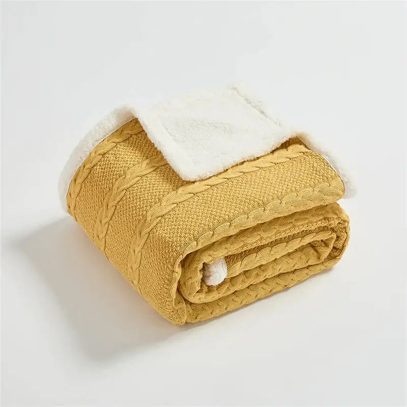 Cable Knit Sherpa Blanket