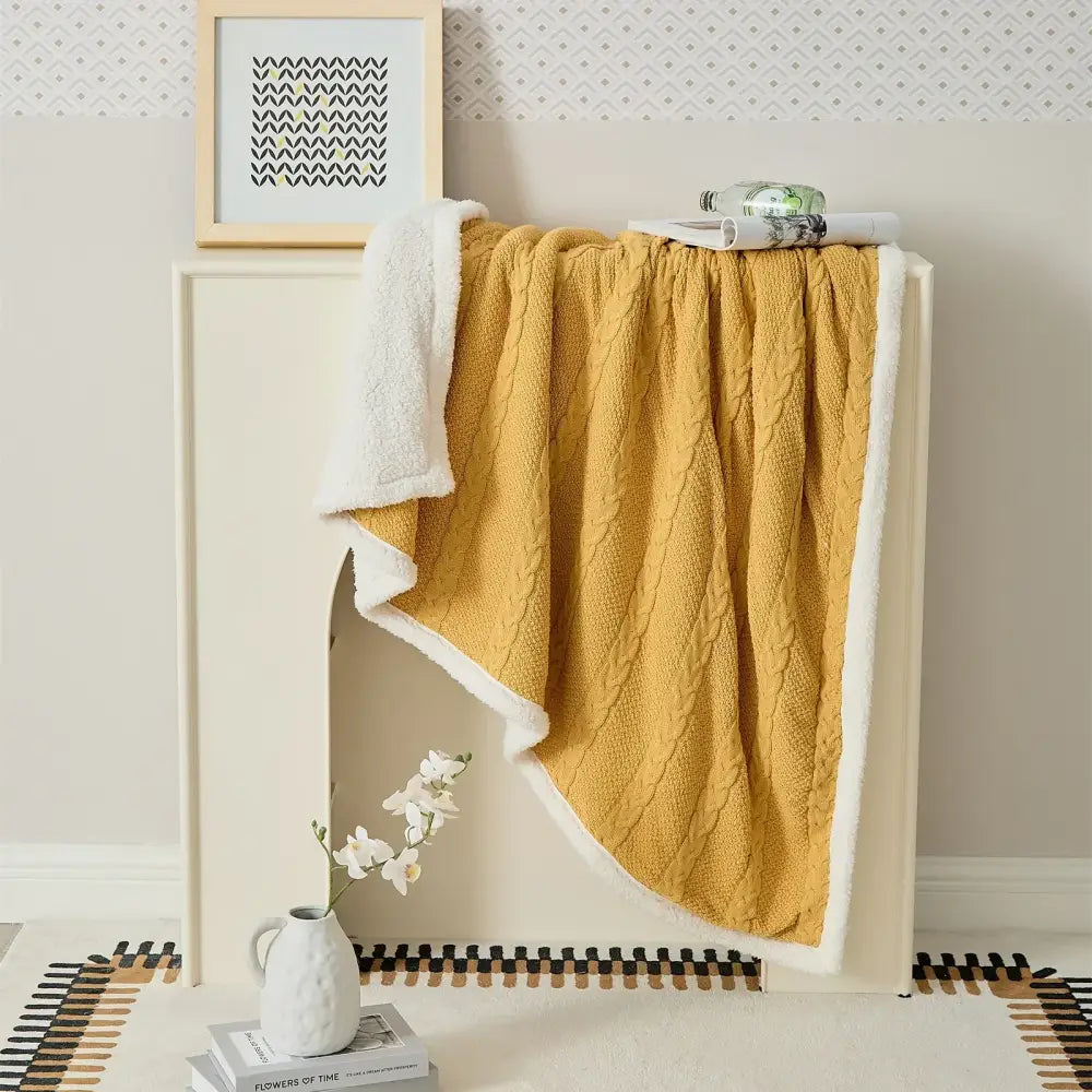 Cable Knit Sherpa Blanket
