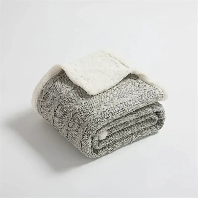 Cable Knit Sherpa Blanket