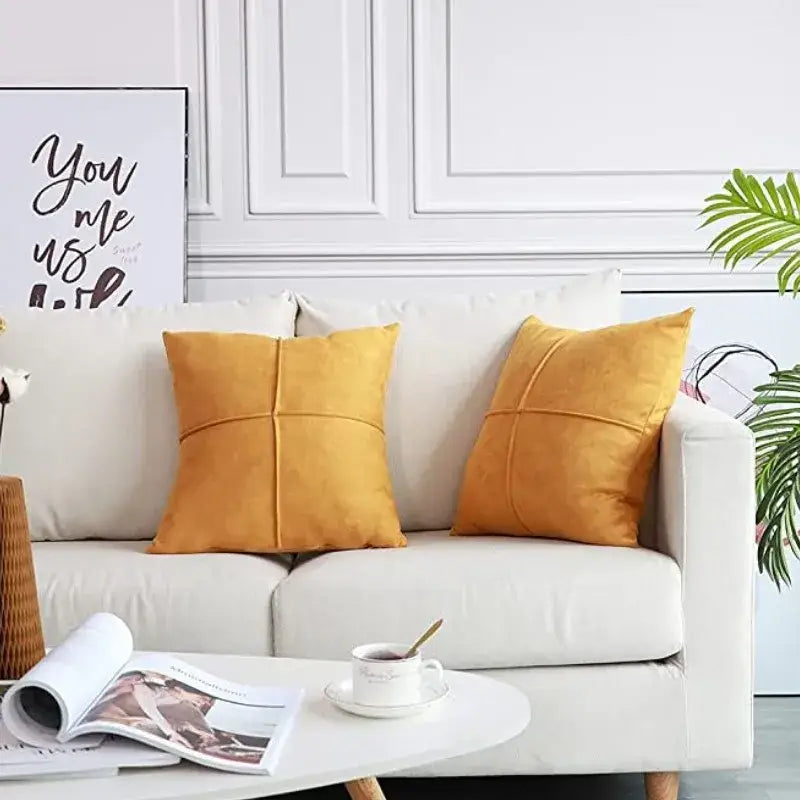 Mustard Faux Suede Pillow