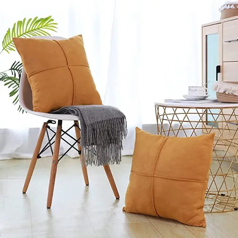 Mustard Faux Suede Pillow