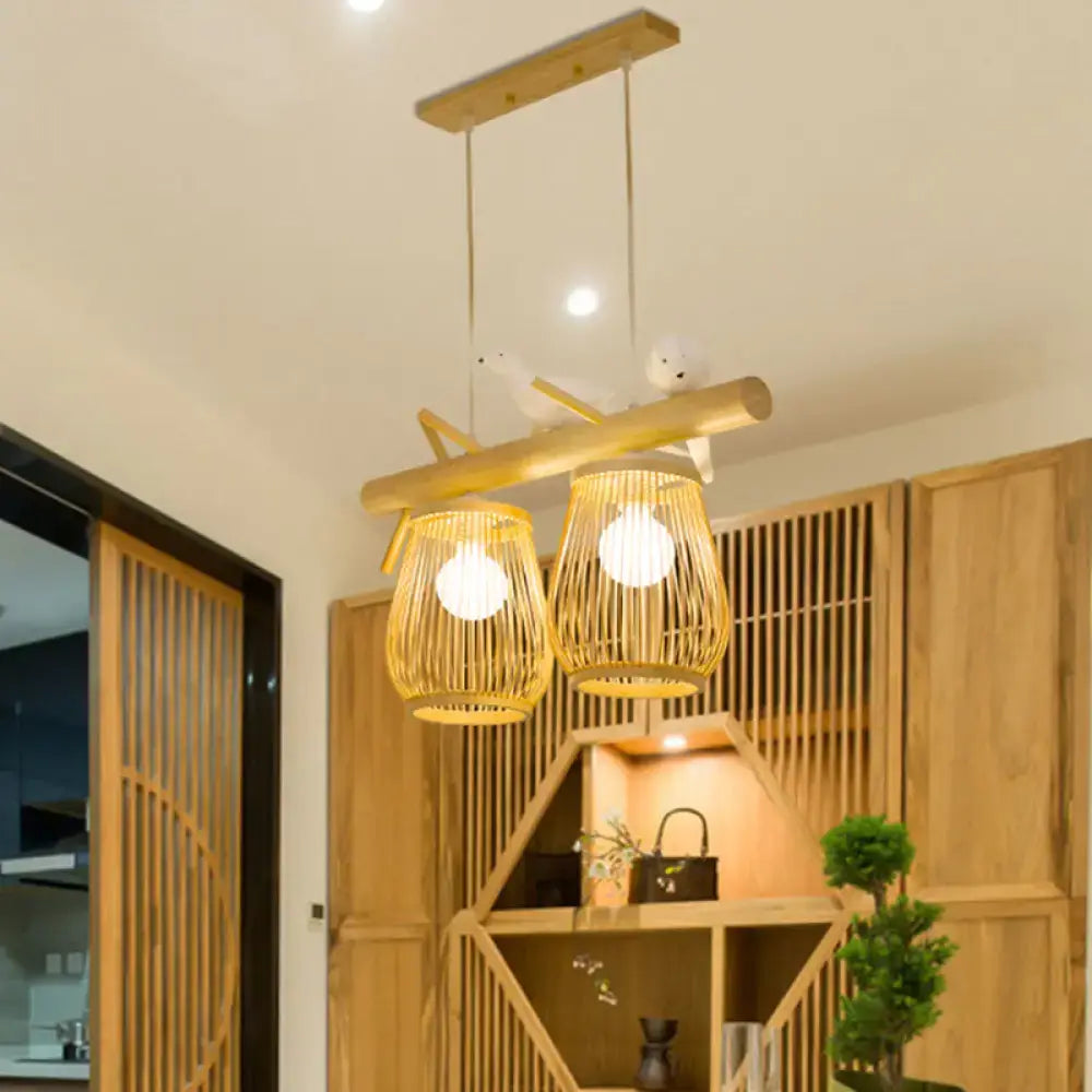 Bamboo Barrel Pendant Light