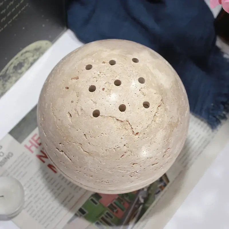Travertine Sphere Incense Burner