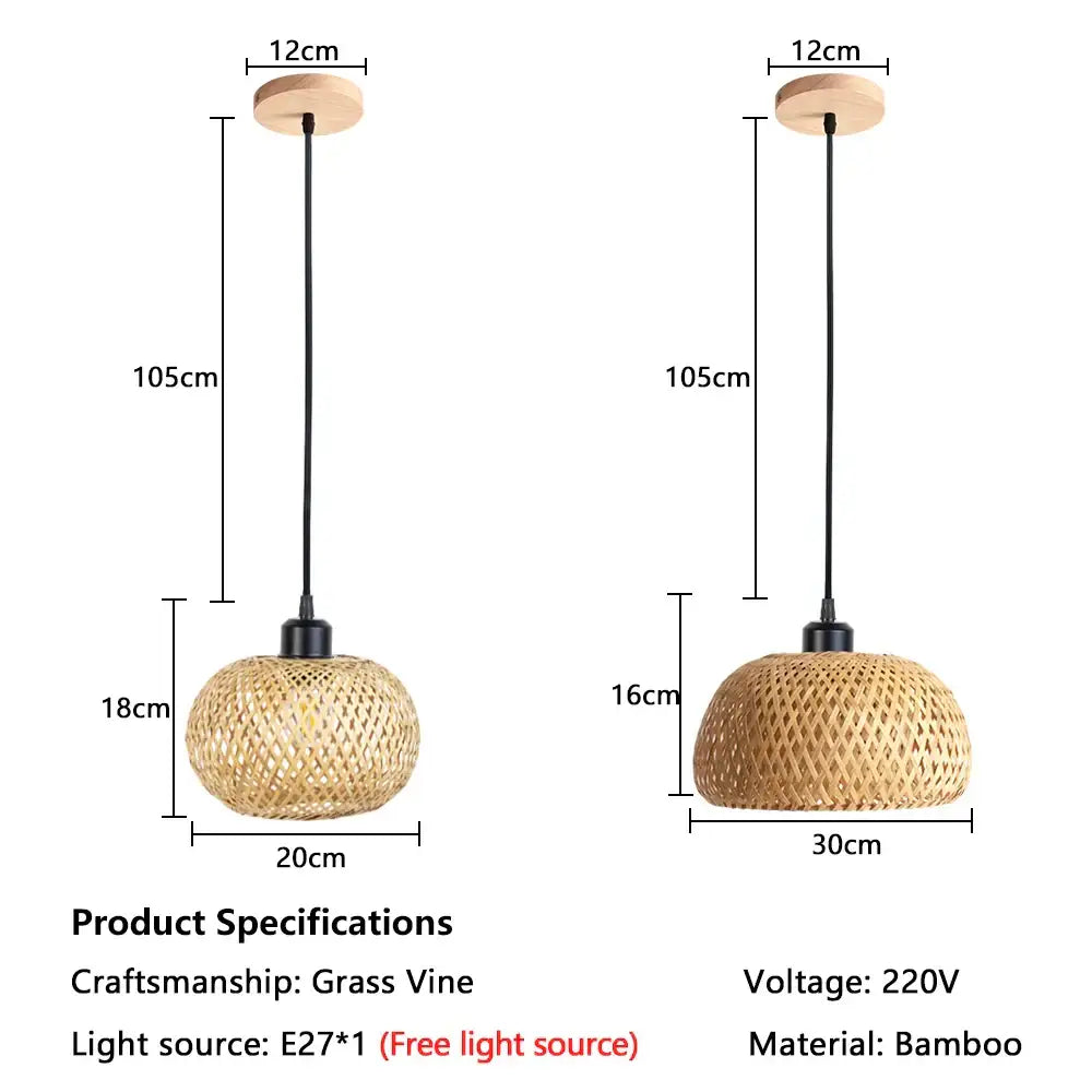 Bamboo Rattan Pendant Light