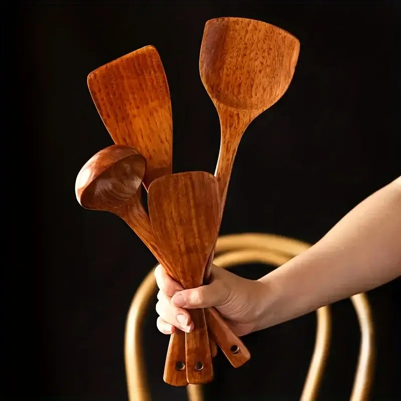 Polished Wood Utensil Set