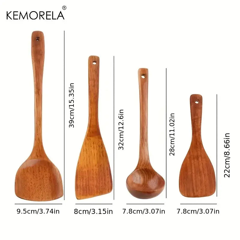 Polished Wood Utensil Set