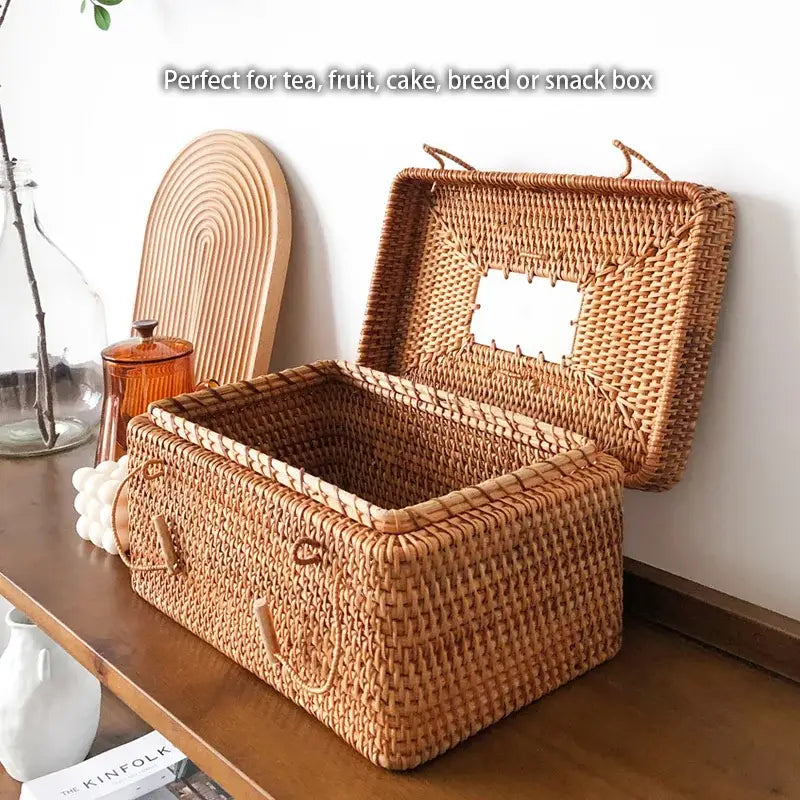 Rattan Ceramic Storage Box