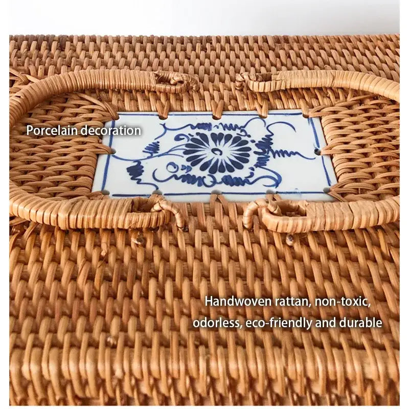 Rattan Ceramic Storage Box