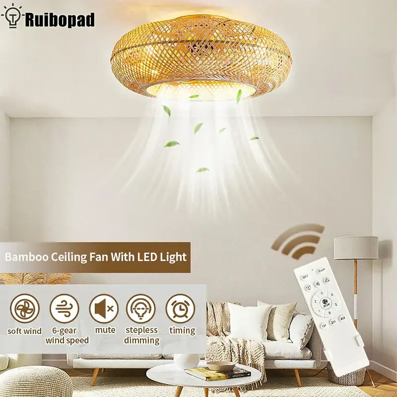 Bamboo Rattan Ceiling Fan