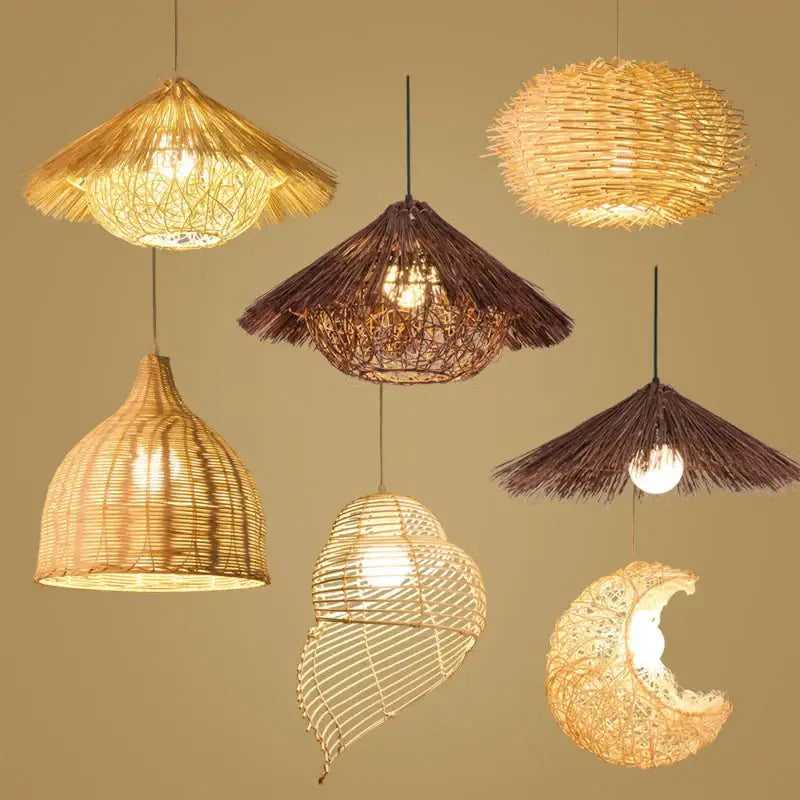 Rattan Straw Hat Chandelier