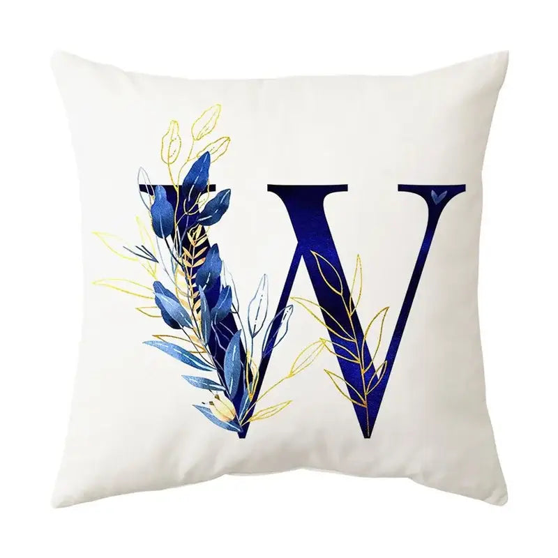 Gold Floral Letter Pillowcase