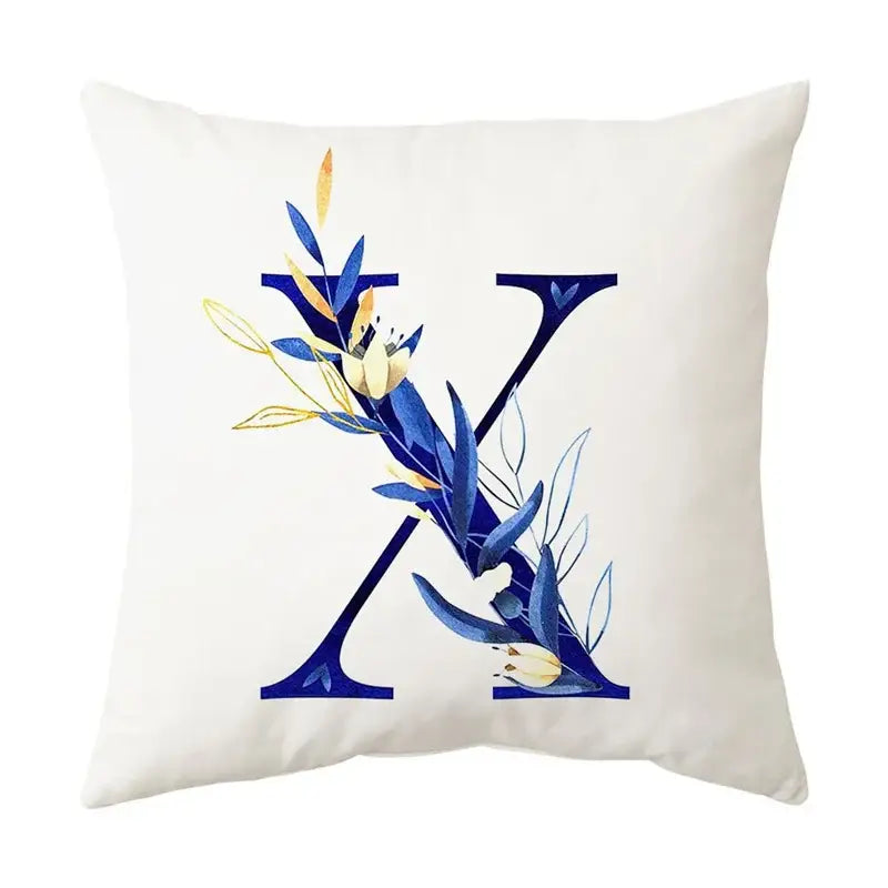 Gold Floral Letter Pillowcase