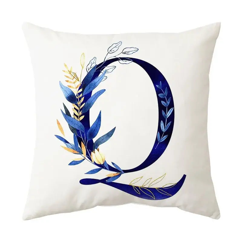 Gold Floral Letter Pillowcase