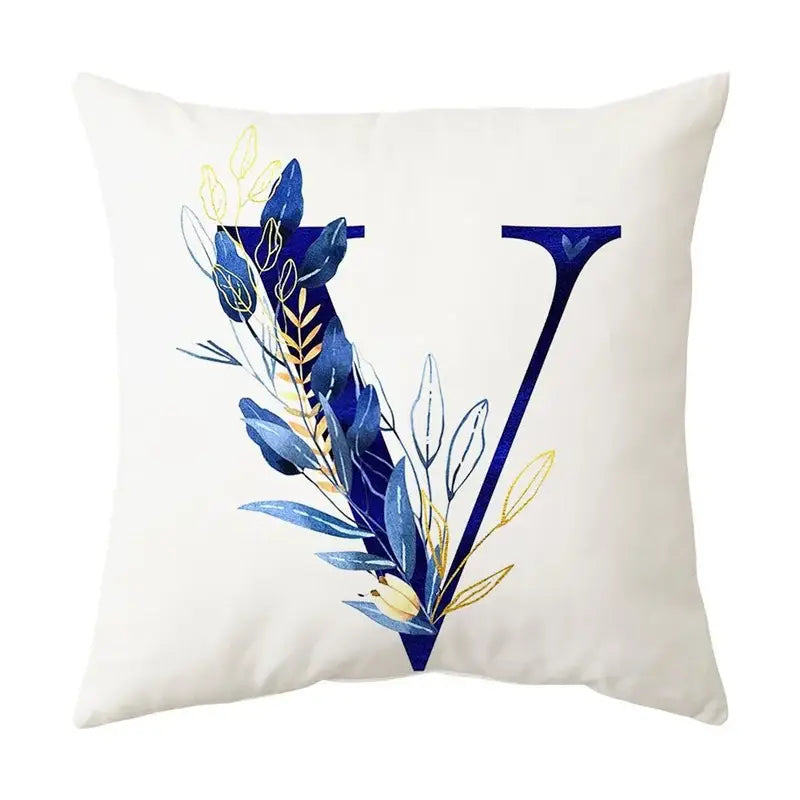 Gold Floral Letter Pillowcase