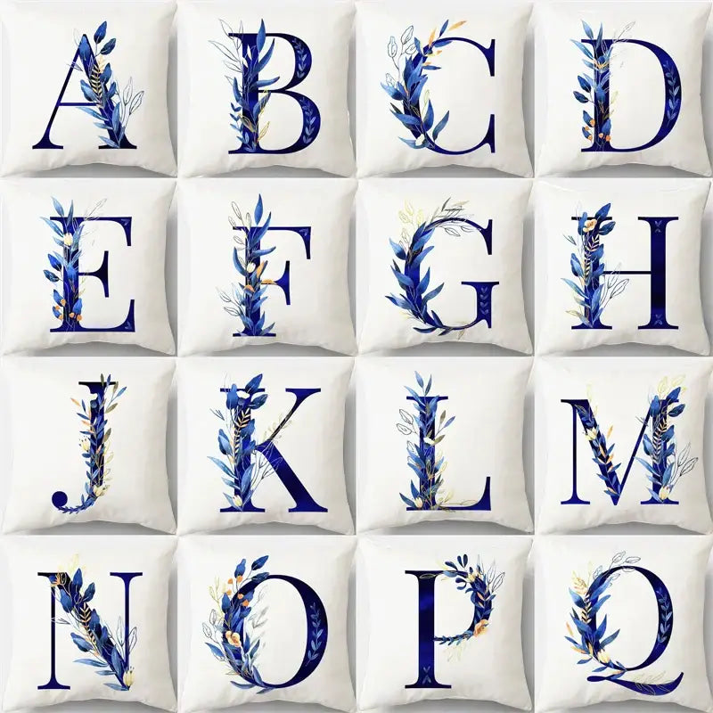 Gold Floral Letter Pillowcase
