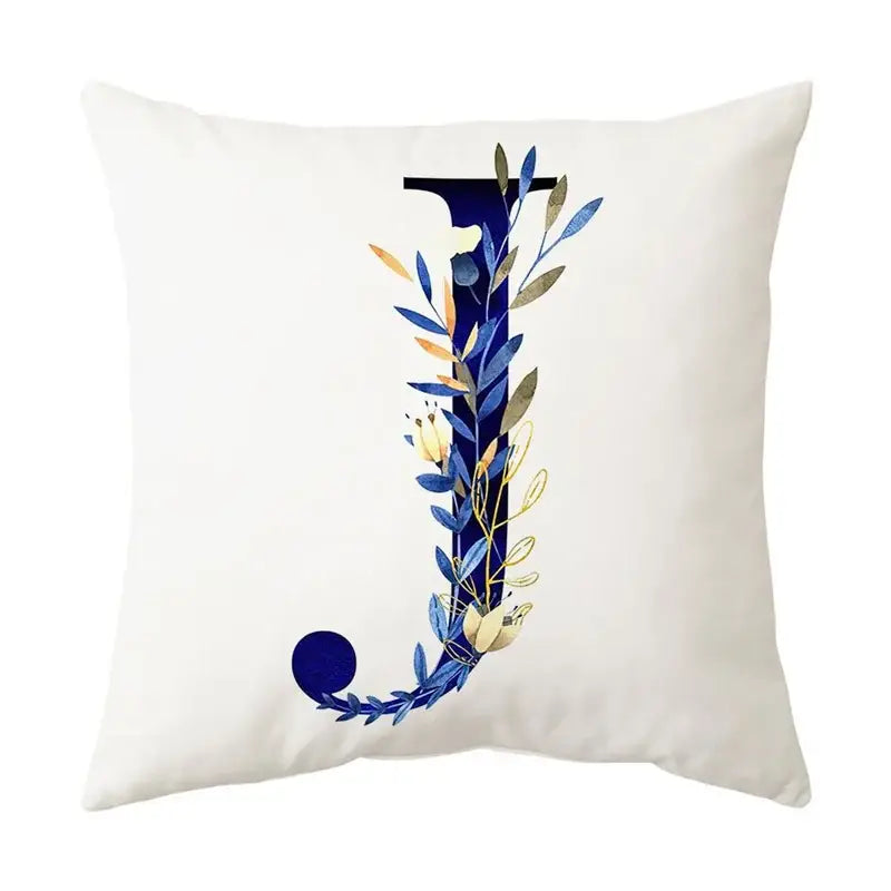 Gold Floral Letter Pillowcase