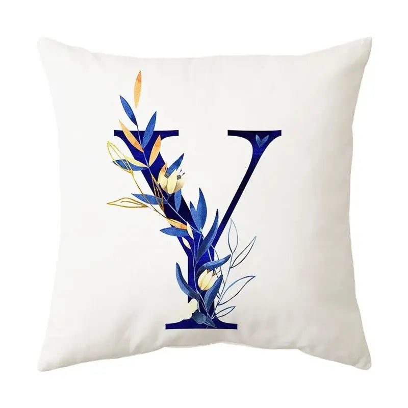Gold Floral Letter Pillowcase