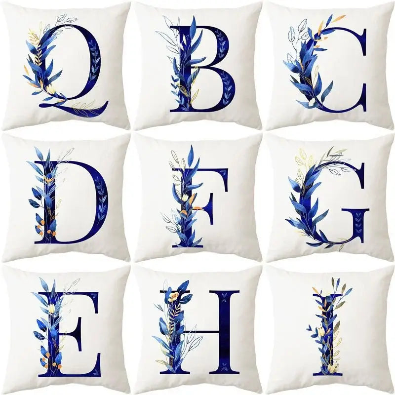 Gold Floral Letter Pillowcase