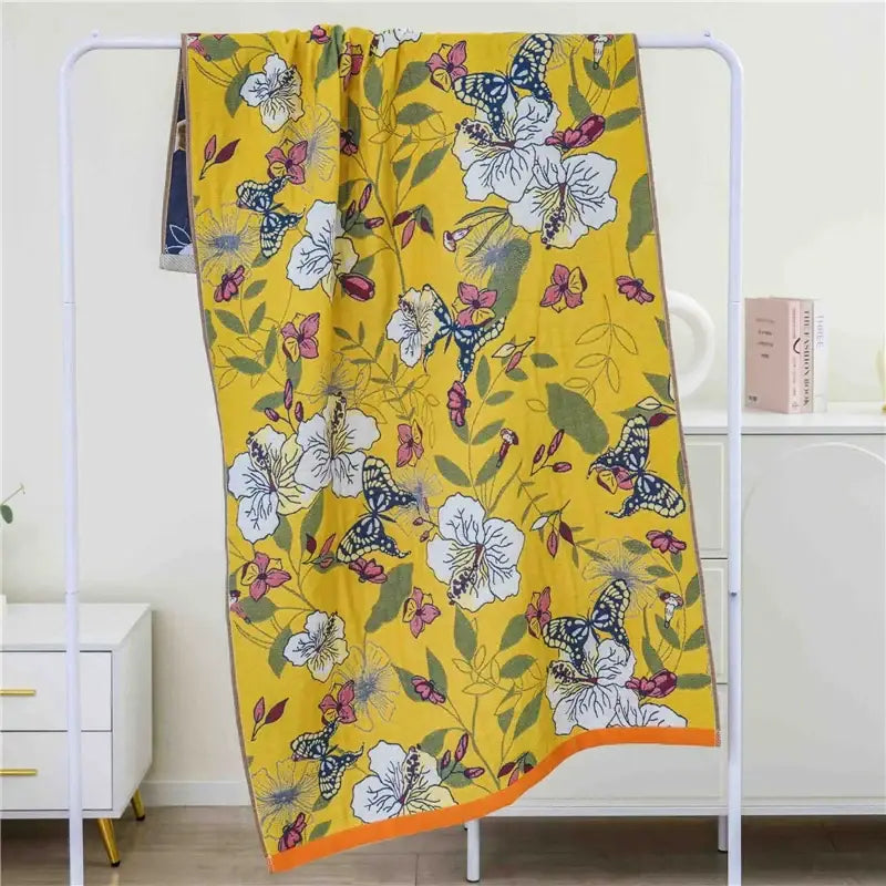 Navy Hibiscus Bath Towel