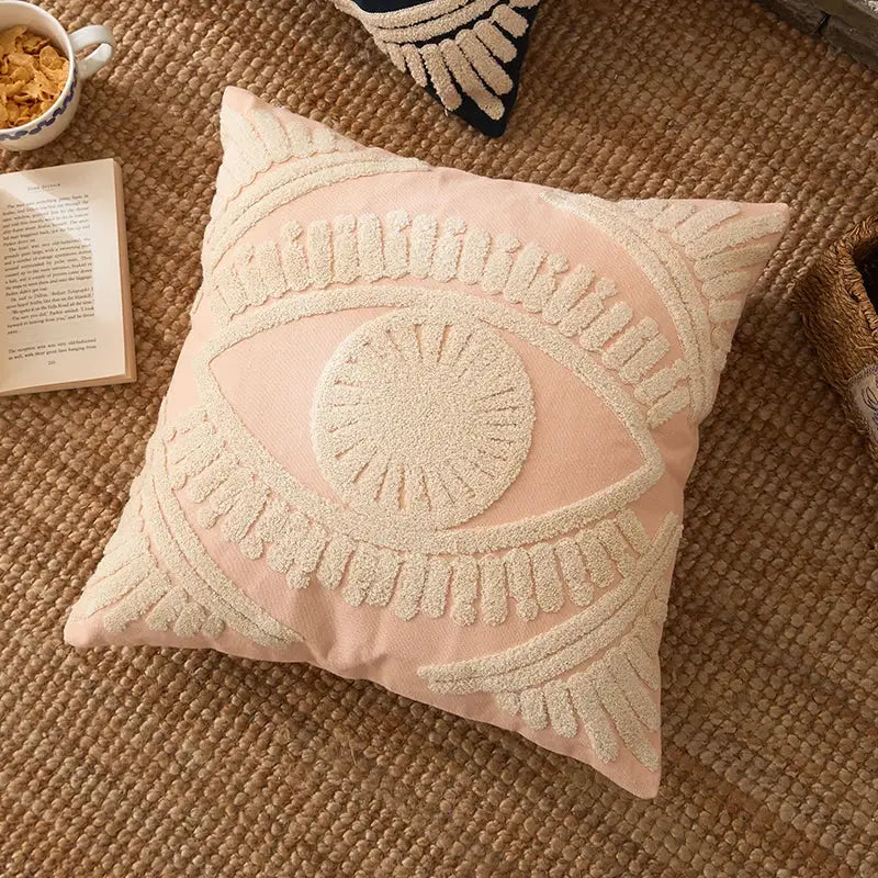 Navy Embroidered Pillow Cover