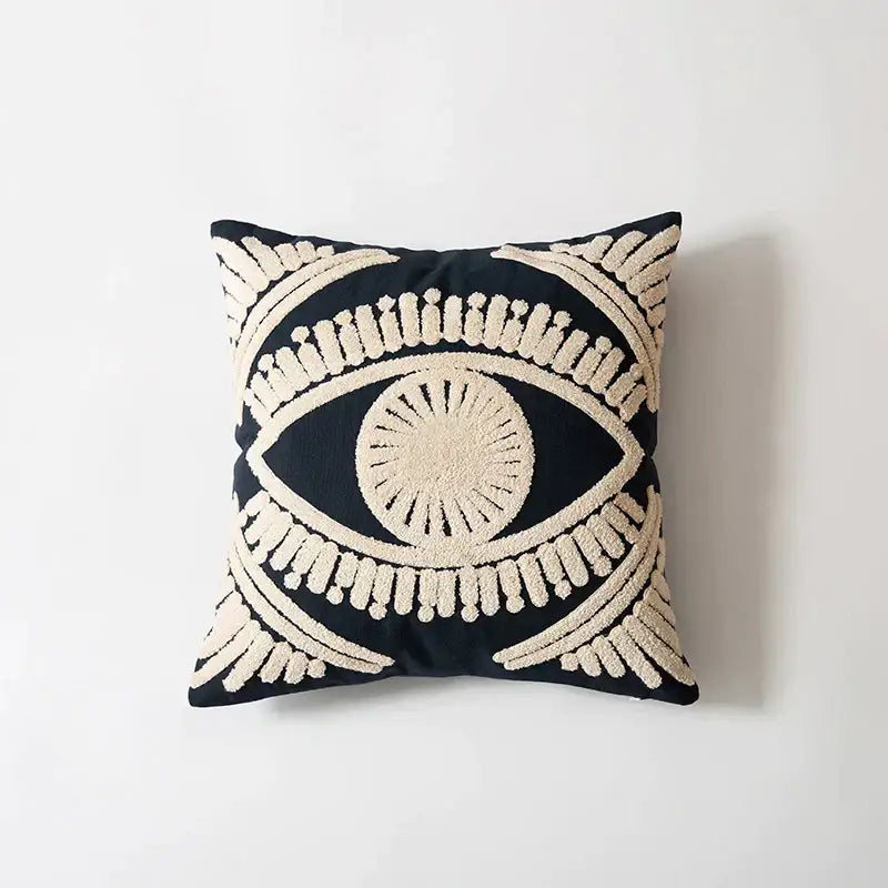 Navy Embroidered Pillow Cover