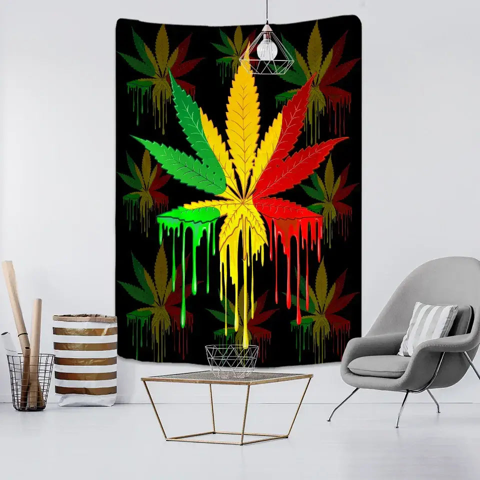 Purple Blue Leaf Tapestry