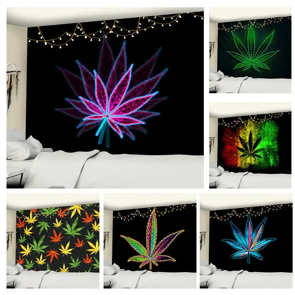 Purple Blue Leaf Tapestry