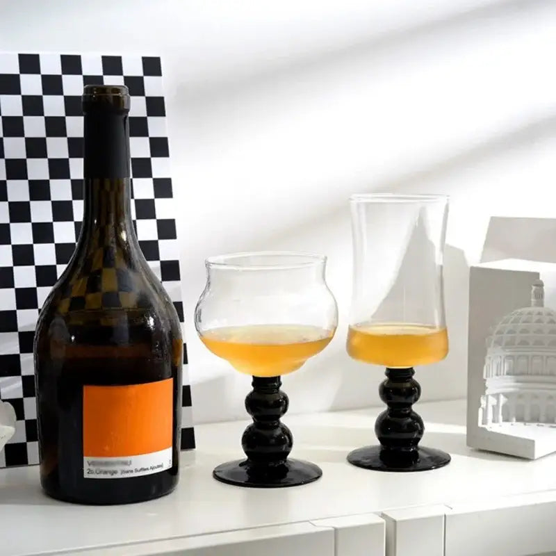 Black Glass Stem Goblet