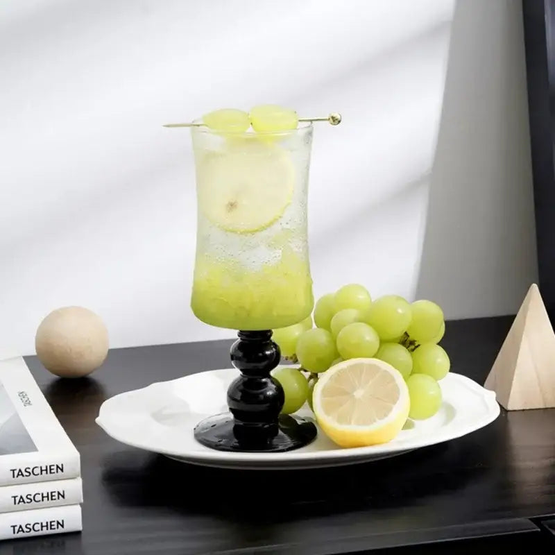 Black Glass Stem Goblet