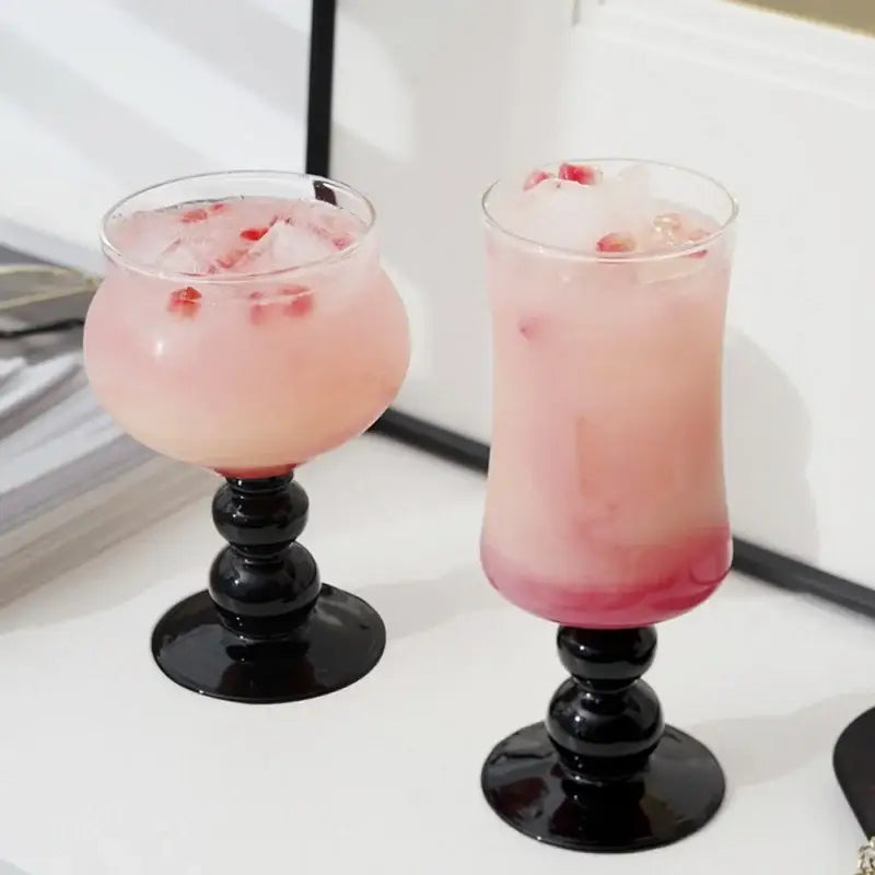 Black Glass Stem Goblet