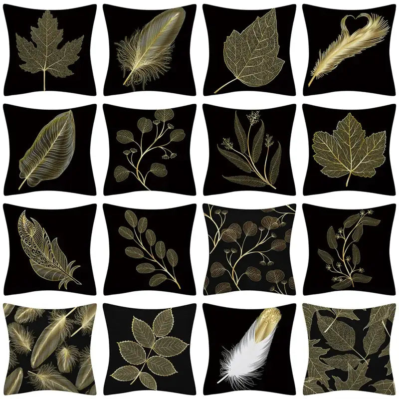 Gold Leaves Pillow Cases