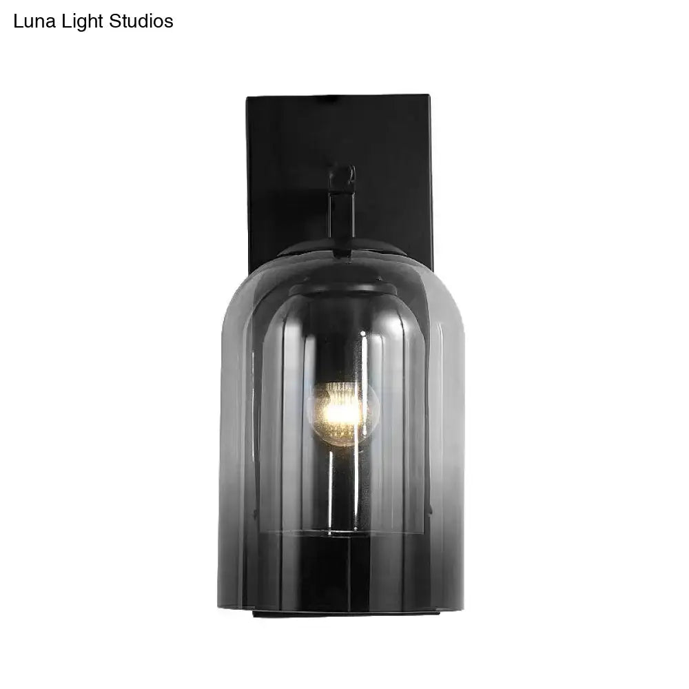 Black Glass Dome Sconce