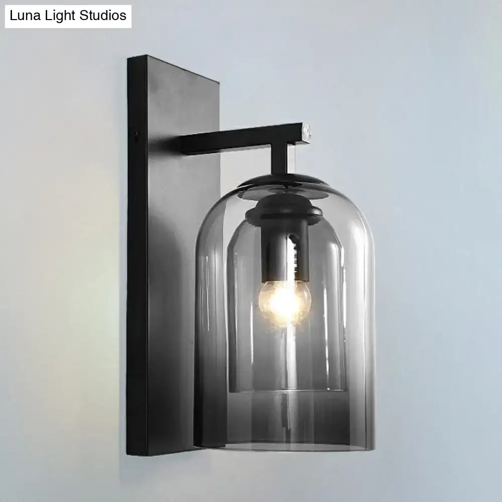 Black Glass Dome Sconce