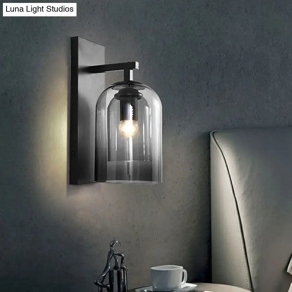 Black Glass Dome Sconce