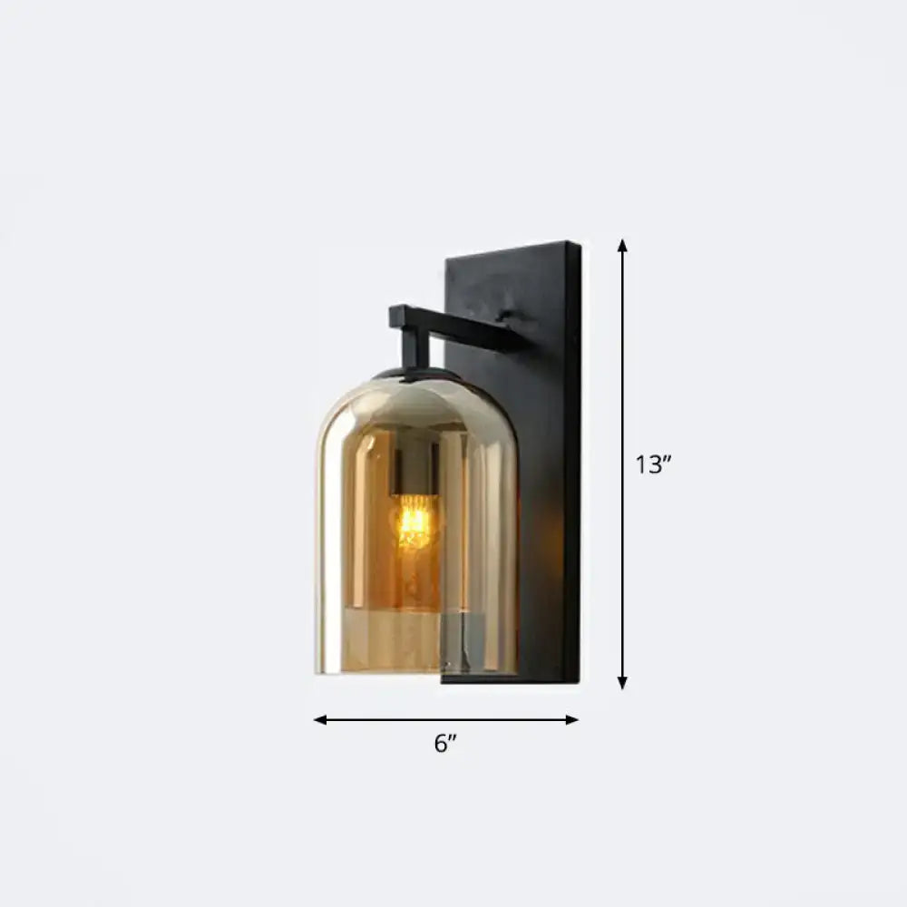 Black Glass Dome Sconce