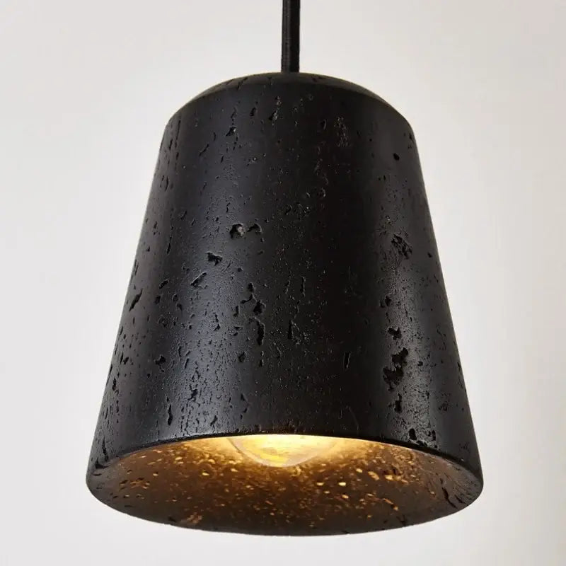 Black Travertine Pendant Light Adjustable Height