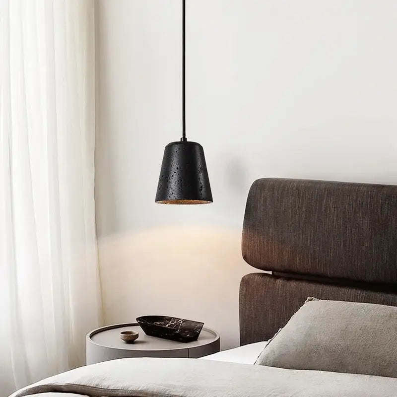 Black Travertine Pendant Light Adjustable Height