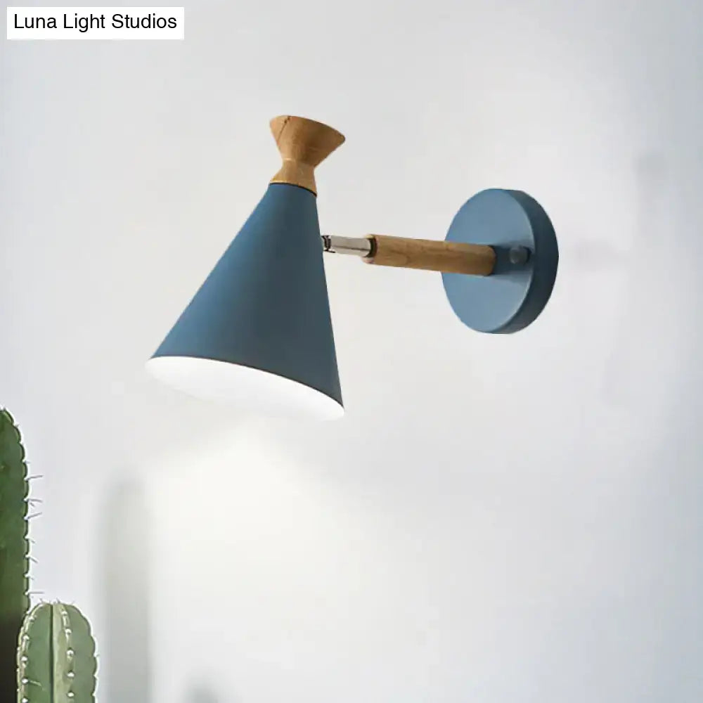 Blue Metal Cone Wall Light