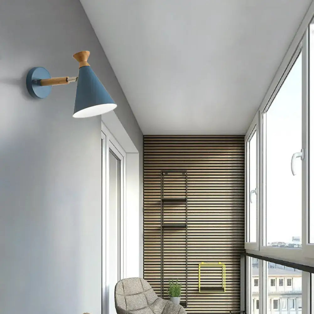 Blue Metal Cone Wall Light
