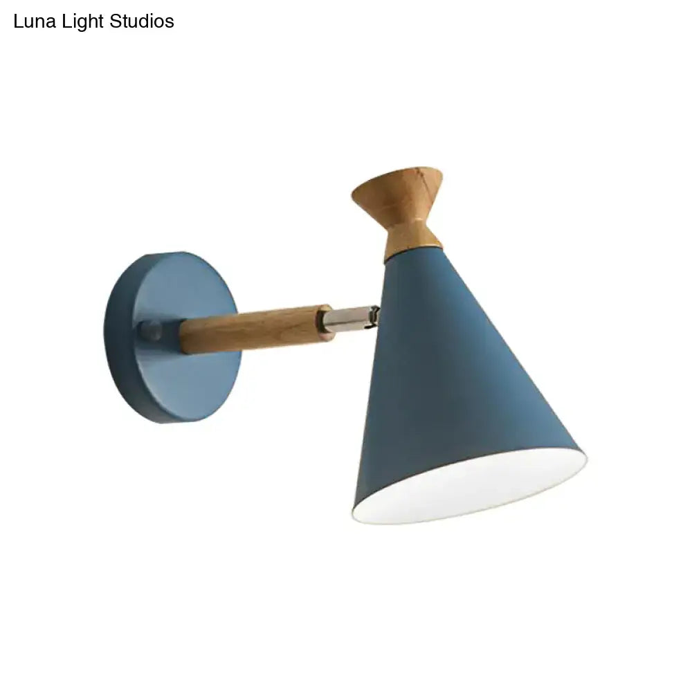 Blue Metal Cone Wall Light