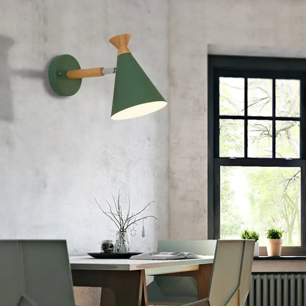 Blue Metal Cone Wall Light