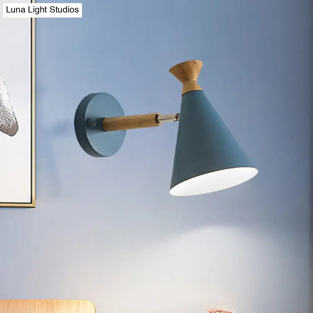 Blue Metal Cone Wall Light