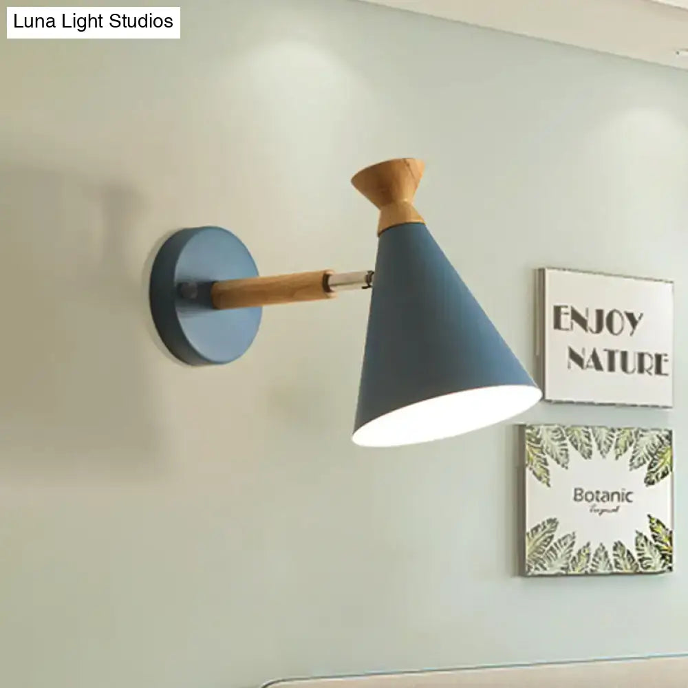 Blue Metal Cone Wall Light