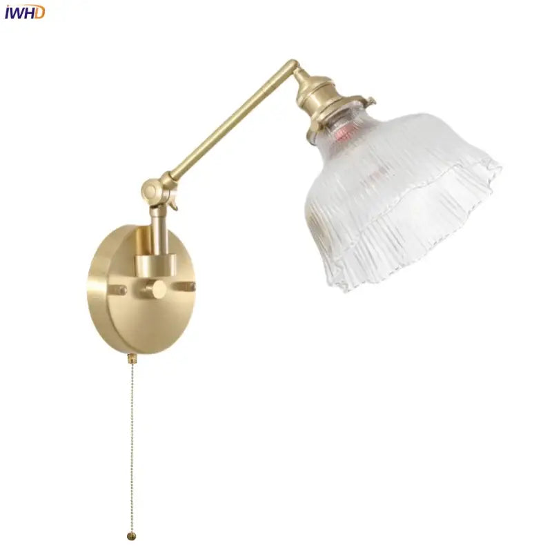 Brass Glass Nordic Bedroom Wall Sconce
