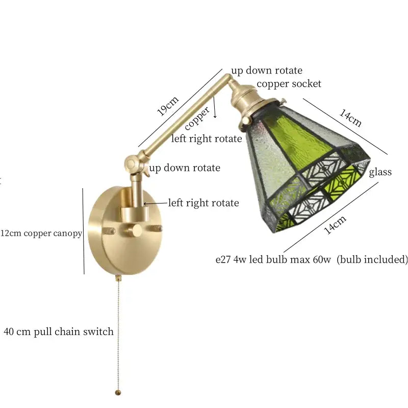 Brass Glass Nordic Bedroom Wall Sconce