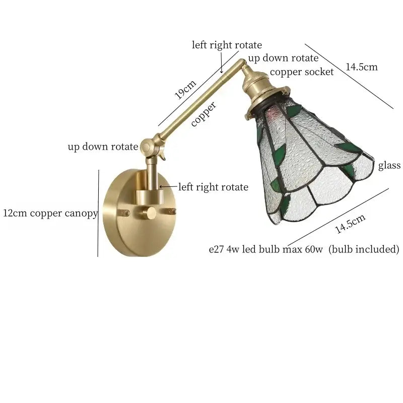 Brass Glass Nordic Bedroom Wall Sconce