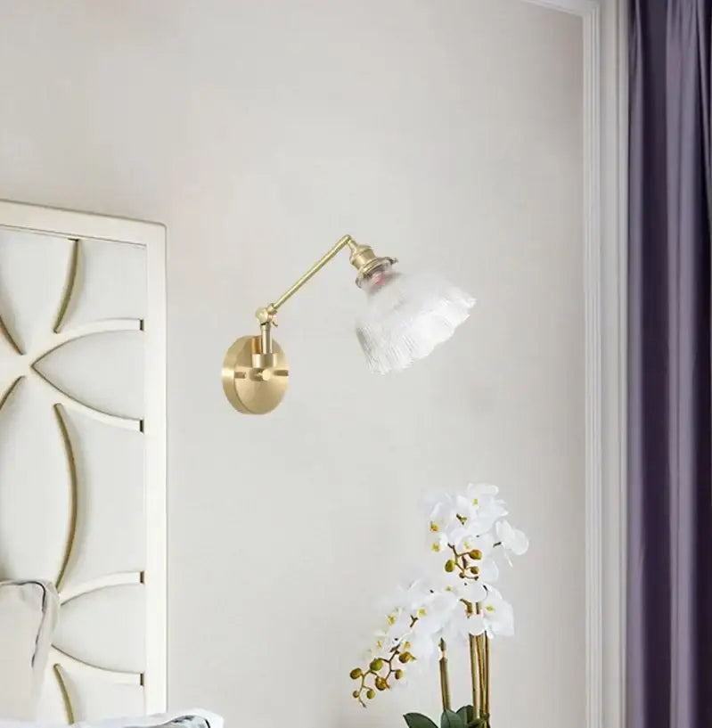 Brass Glass Nordic Bedroom Wall Sconce