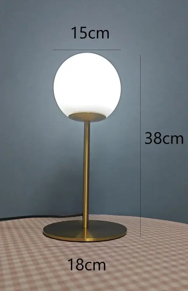 Brass Glass Ball Bedroom Table Lamp