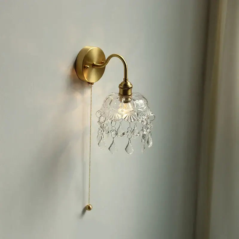 Brass Crystal Glass Sconce