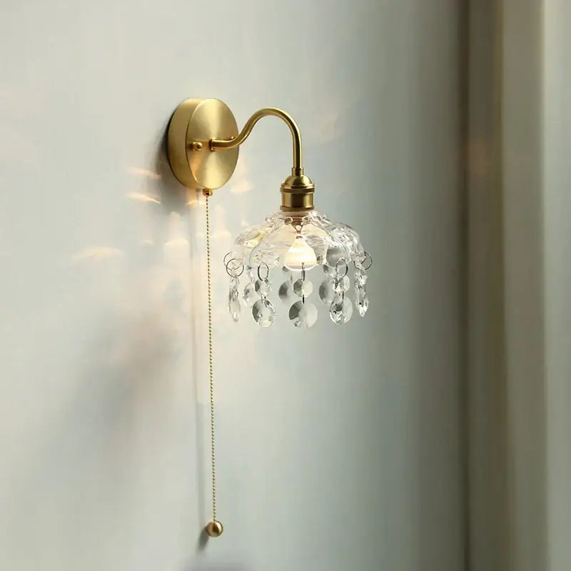 Brass Crystal Glass Sconce